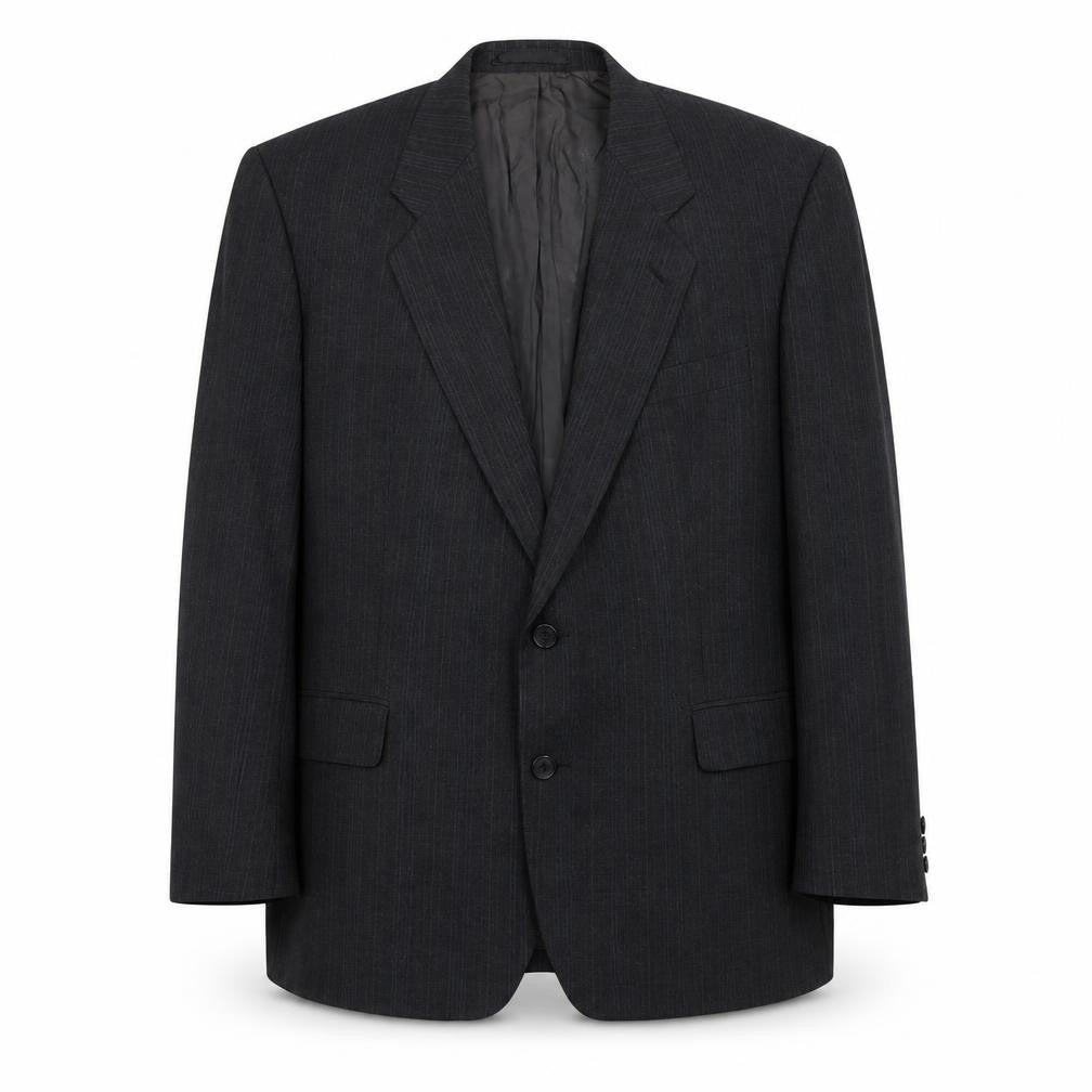 Marks & Spencer Mens Grey Striped Polyester Jacket Suit Jacket Size 44 Regular
