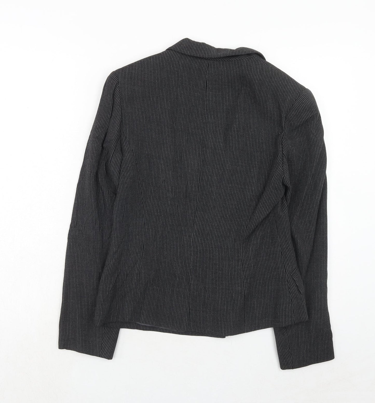 Studio Womens Black Striped Viscose Jacket Blazer Size 6