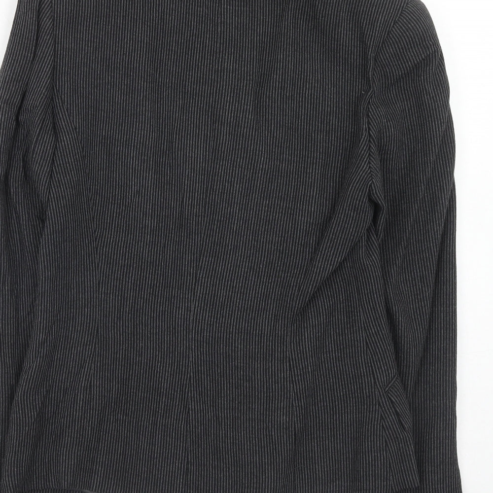 Studio Womens Black Striped Viscose Jacket Blazer Size 6
