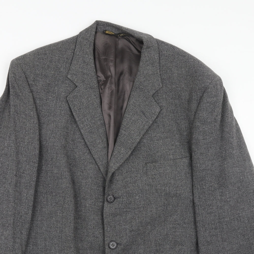 Marks and Spencer Mens Grey Wool Jacket Blazer Size 42 Regular