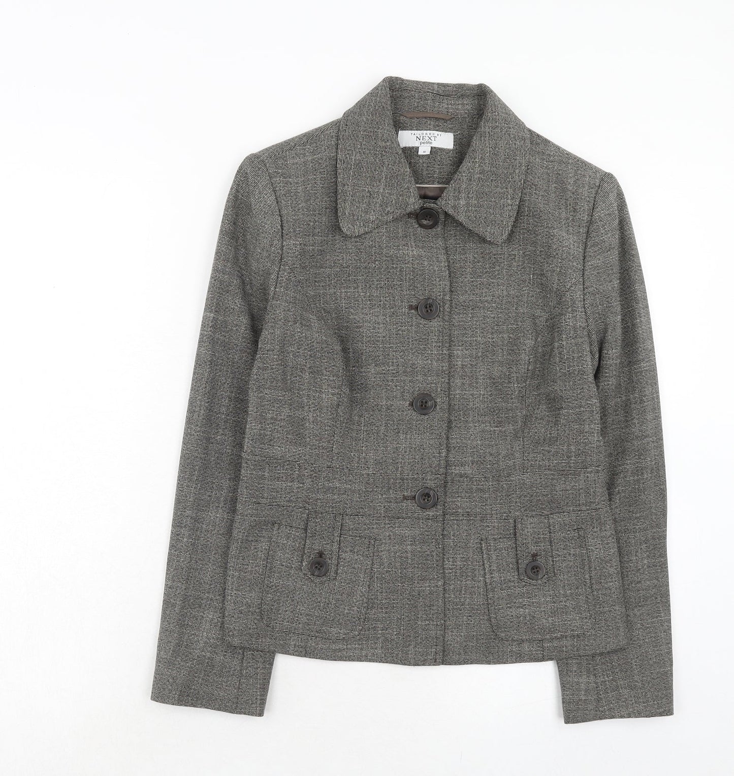 NEXT Womens Grey Geometric Jacket Blazer Size 10 Button