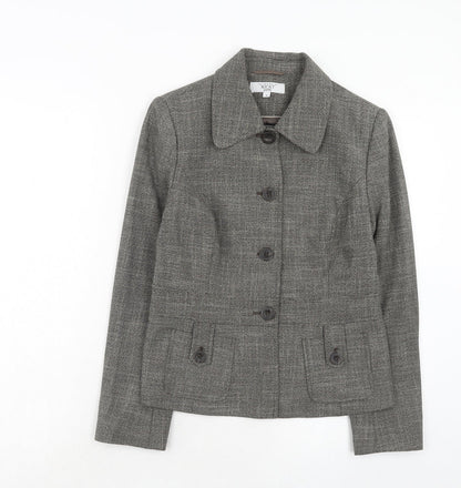 Next Womens Grey Geometric Jacket Blazer Size 10 Button