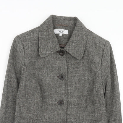 Next Womens Grey Geometric Jacket Blazer Size 10 Button
