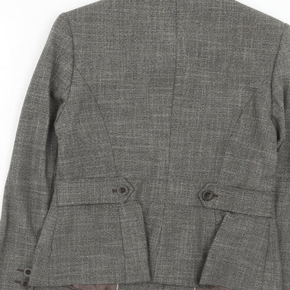 Next Womens Grey Geometric Jacket Blazer Size 10 Button