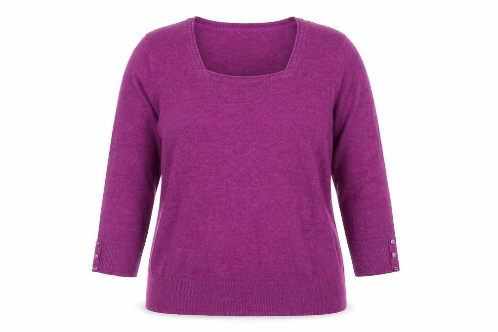 Maine Womens Purple Square Neck Acrylic Pullover Jumper Size 14