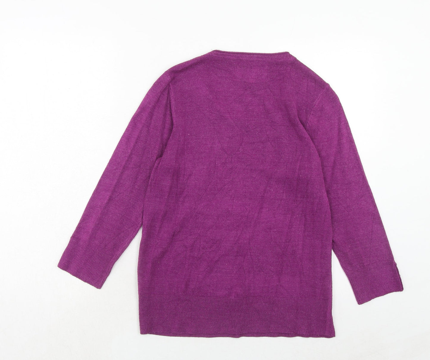Maine Womens Purple Square Neck Acrylic Pullover Jumper Size 14
