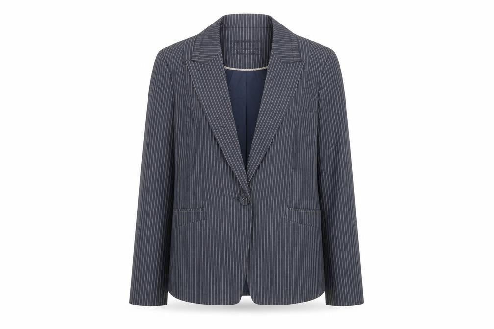 Principles Womens Blue Striped Polyester Jacket Suit Jacket Size 16