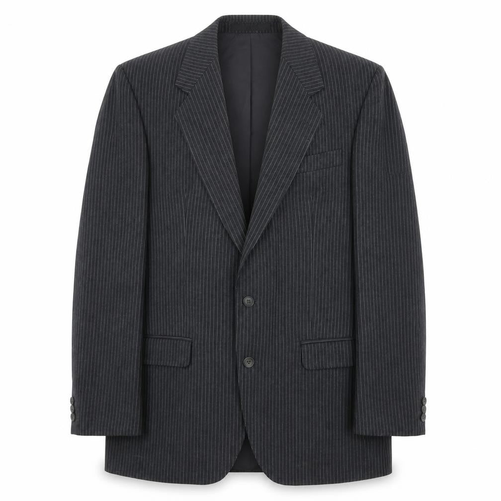 The Label Mens Black Striped Wool Jacket Suit Jacket Size 40 Regular