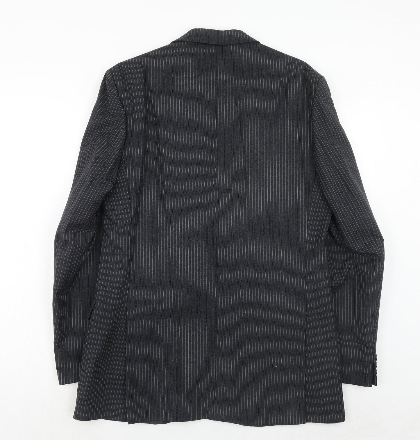 The Label Mens Black Striped Wool Jacket Suit Jacket Size 40 Regular