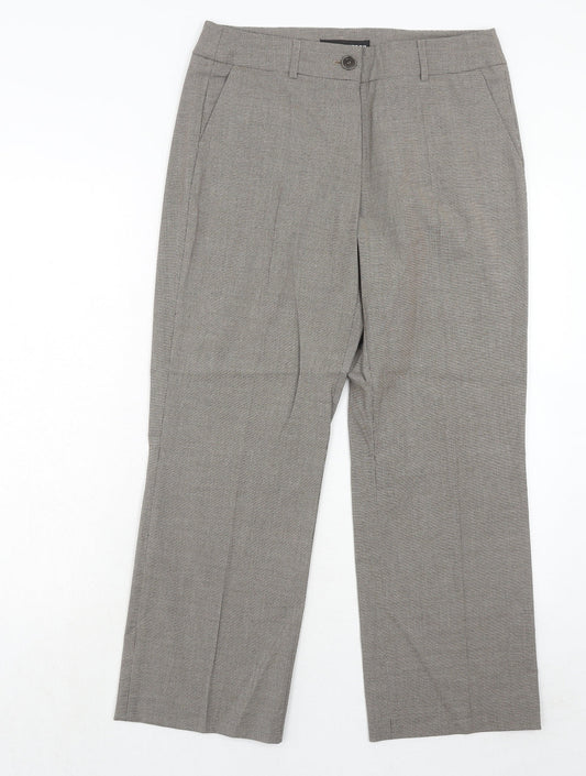 Gerry Weber Womens Brown Check Polyester Dress Pants Trousers Size 12 Regular Zip
