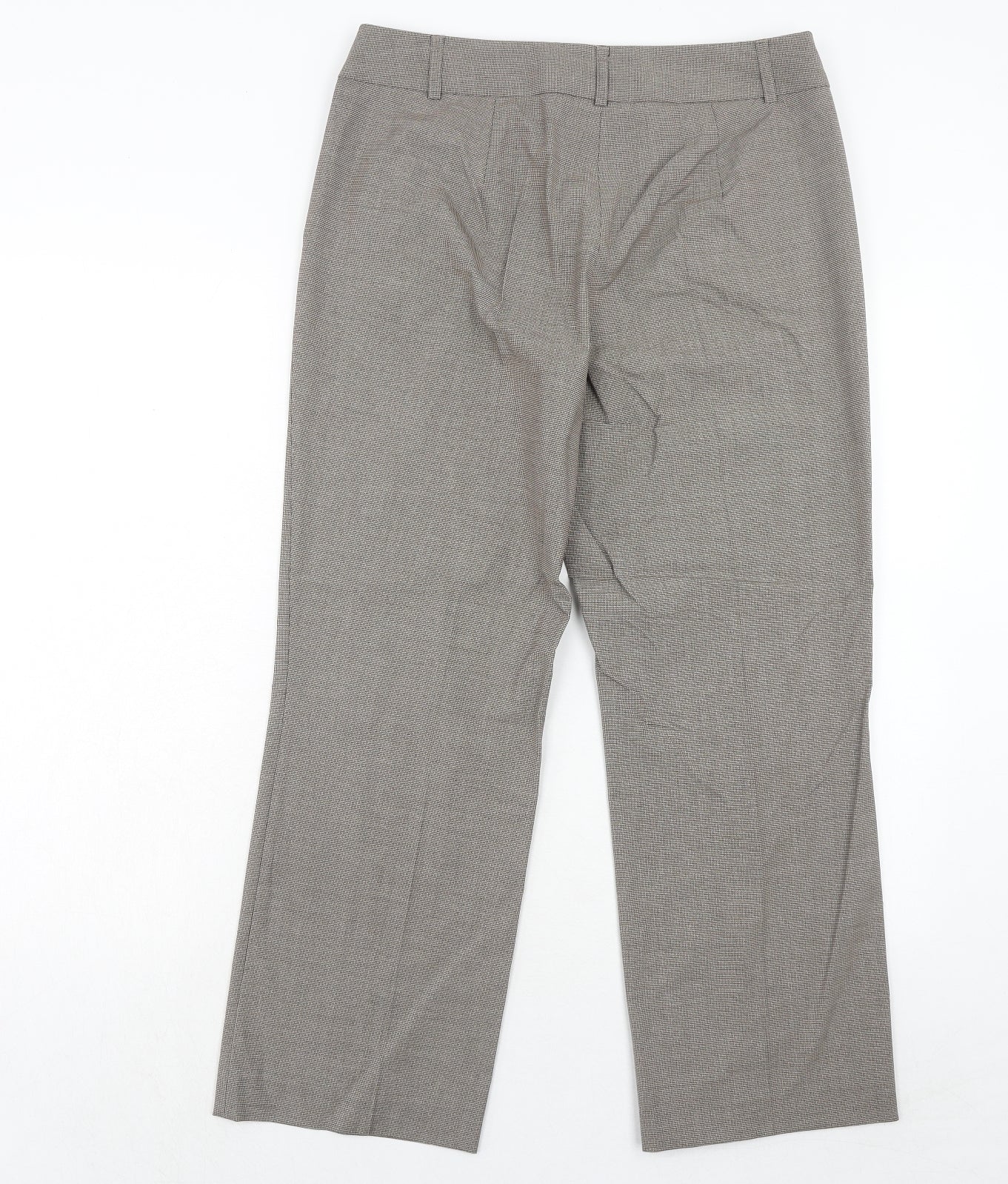 Gerry Weber Womens Brown Check Polyester Dress Pants Trousers Size 12 Regular Zip