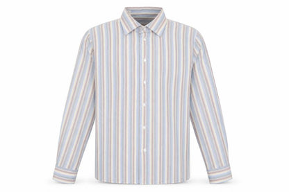 John Charles Mens Blue Striped Polyester Button-Up Size 16.5 Collared Button