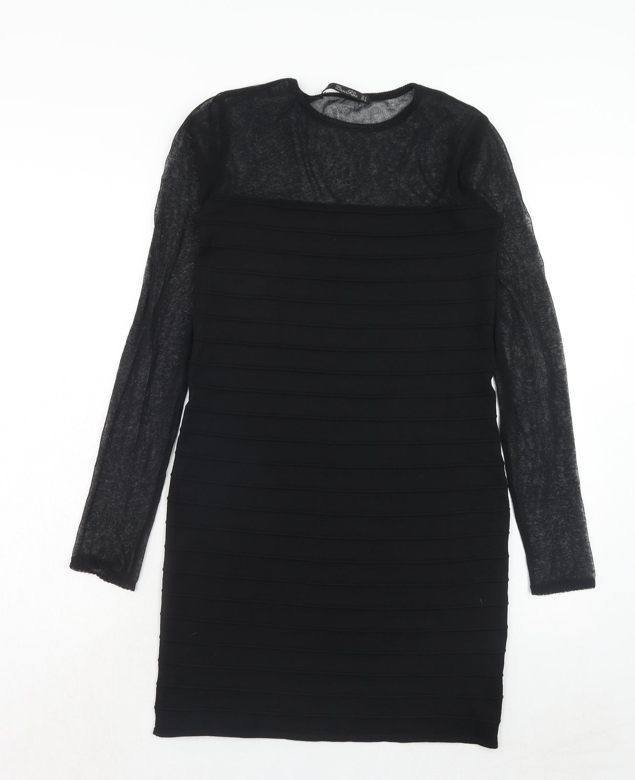 Zara Womens Black Polyester A-Line Size M Round Neck Pullover