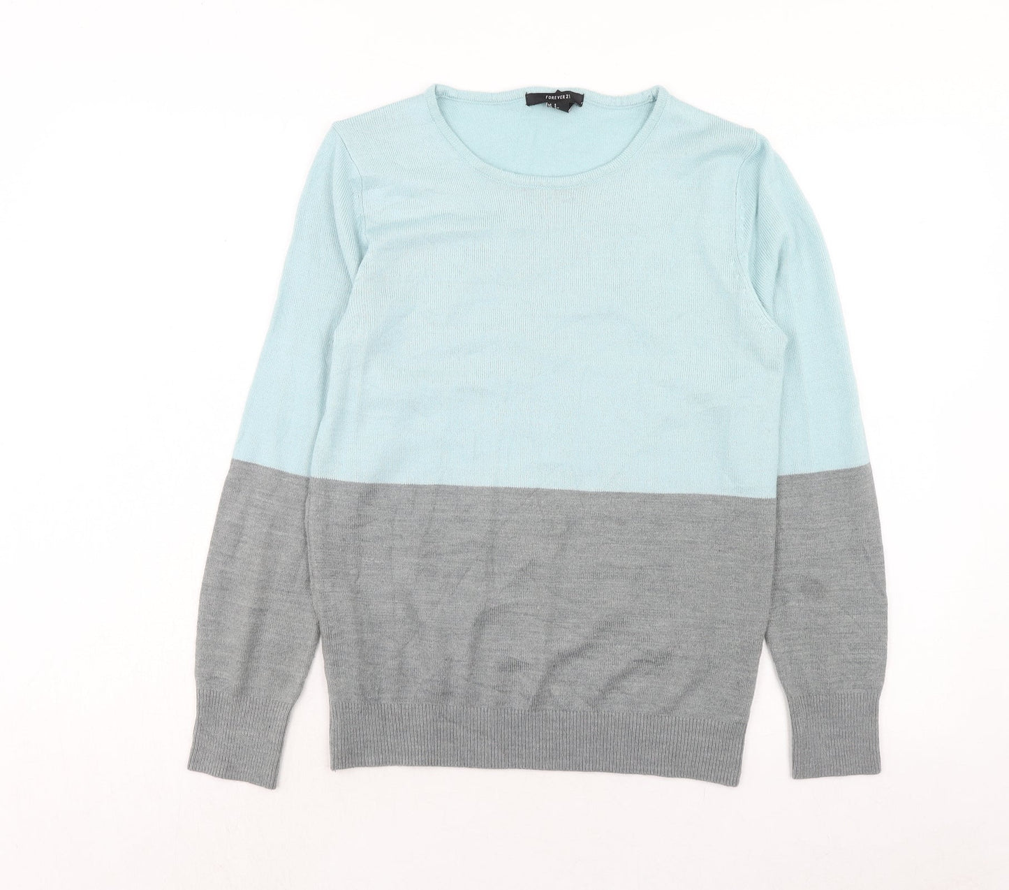 FOREVER 21 Womens Blue Round Neck Acrylic Pullover Jumper Size S