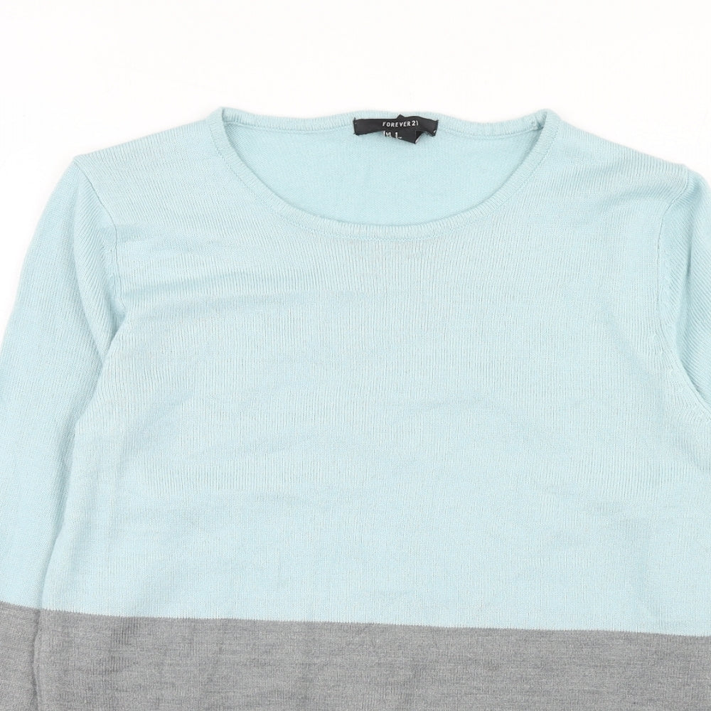 FOREVER 21 Womens Blue Round Neck Acrylic Pullover Jumper Size S