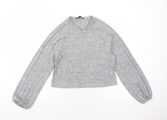Missguided Womens Grey Round Neck Viscose Pullover Jumper Size 4