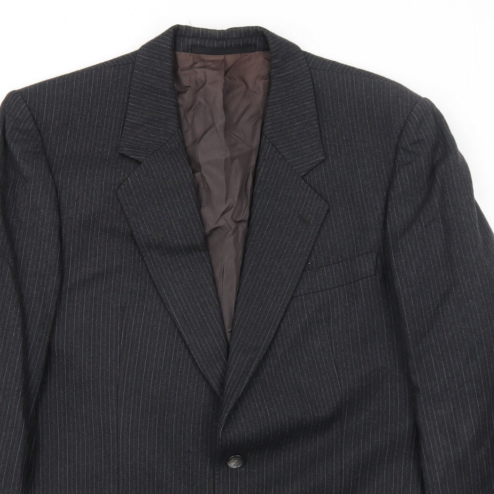 Cunninghams Mens Black Striped Wool Jacket Suit Jacket Size 42 Regular