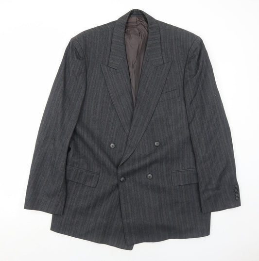 Marks and Spencer Mens Grey Striped Wool Jacket Suit Jacket Size 44 Regular
