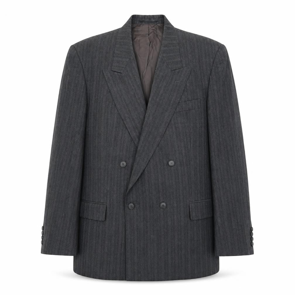 Marks & Spencer Mens Grey Striped Wool Jacket Suit Jacket Size 44 Regular