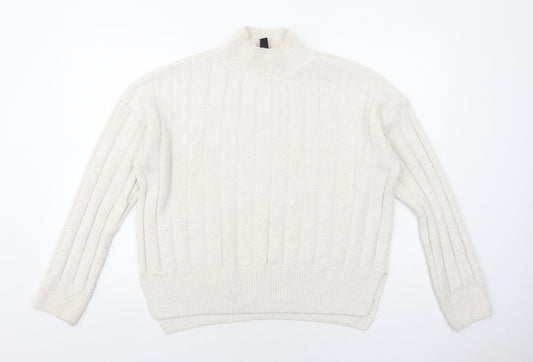 New Look Womens Ivory High Neck Acrylic Pullover Jumper Size M