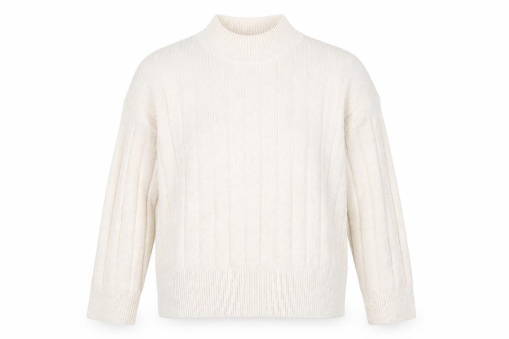 New Look Womens Ivory High Neck Acrylic Pullover Jumper Size M