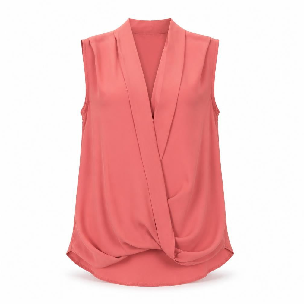 New Look Womens Pink Polyester Basic Blouse Size 8 V-Neck