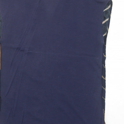 Next Womens Blue Geometric Lyocell Basic Blouse Size 10 V-Neck