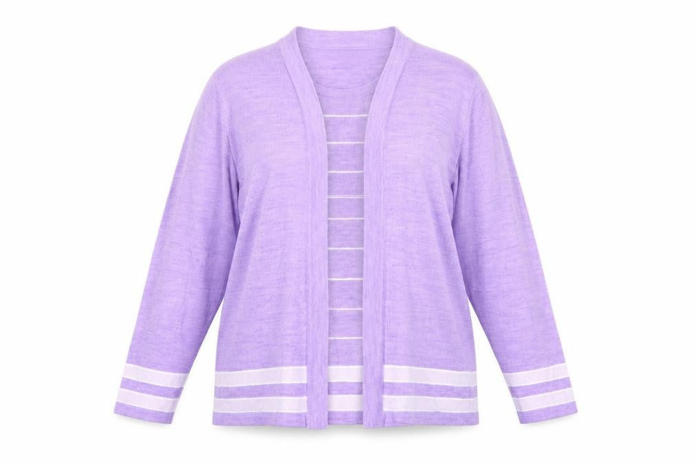 EWM Womens Purple Round Neck Striped Acrylic Pullover Jumper Size 14 - Twin Set Size 14-16