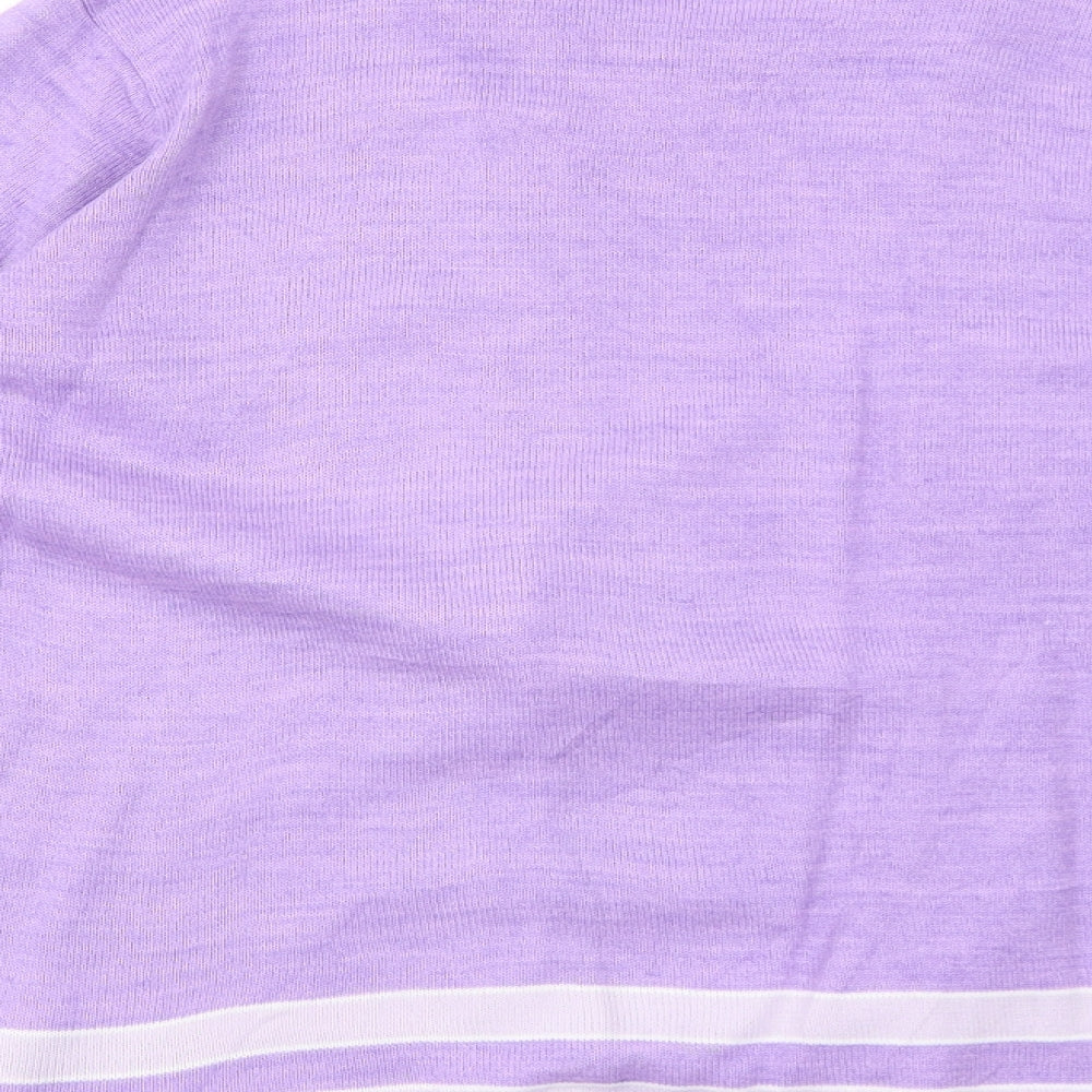 EWM Womens Purple Round Neck Striped Acrylic Pullover Jumper Size 14 - Twin Set Size 14-16