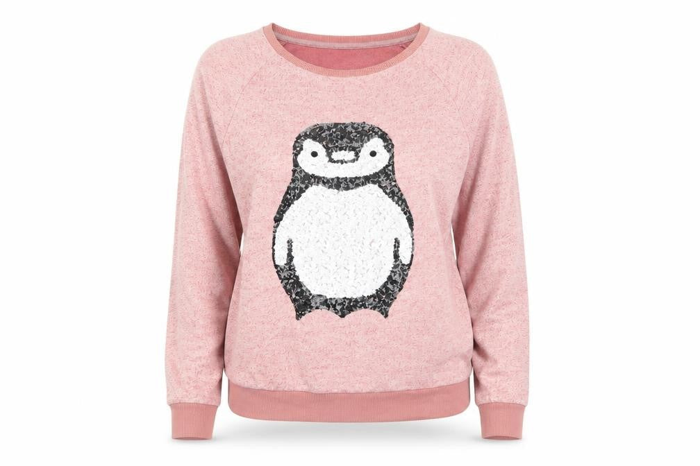 River Island Womens Pink Cotton Pullover Sweatshirt Size 8 Pullover - Penguin