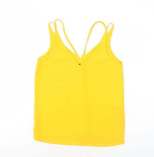 Topshop Womens Orange Polyester Basic Tank Size 4 V-Neck