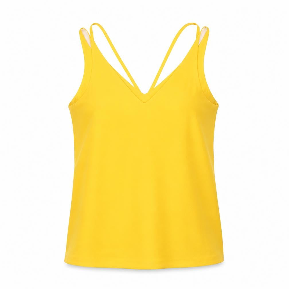 Topshop Womens Orange Polyester Basic Tank Size 4 V-Neck
