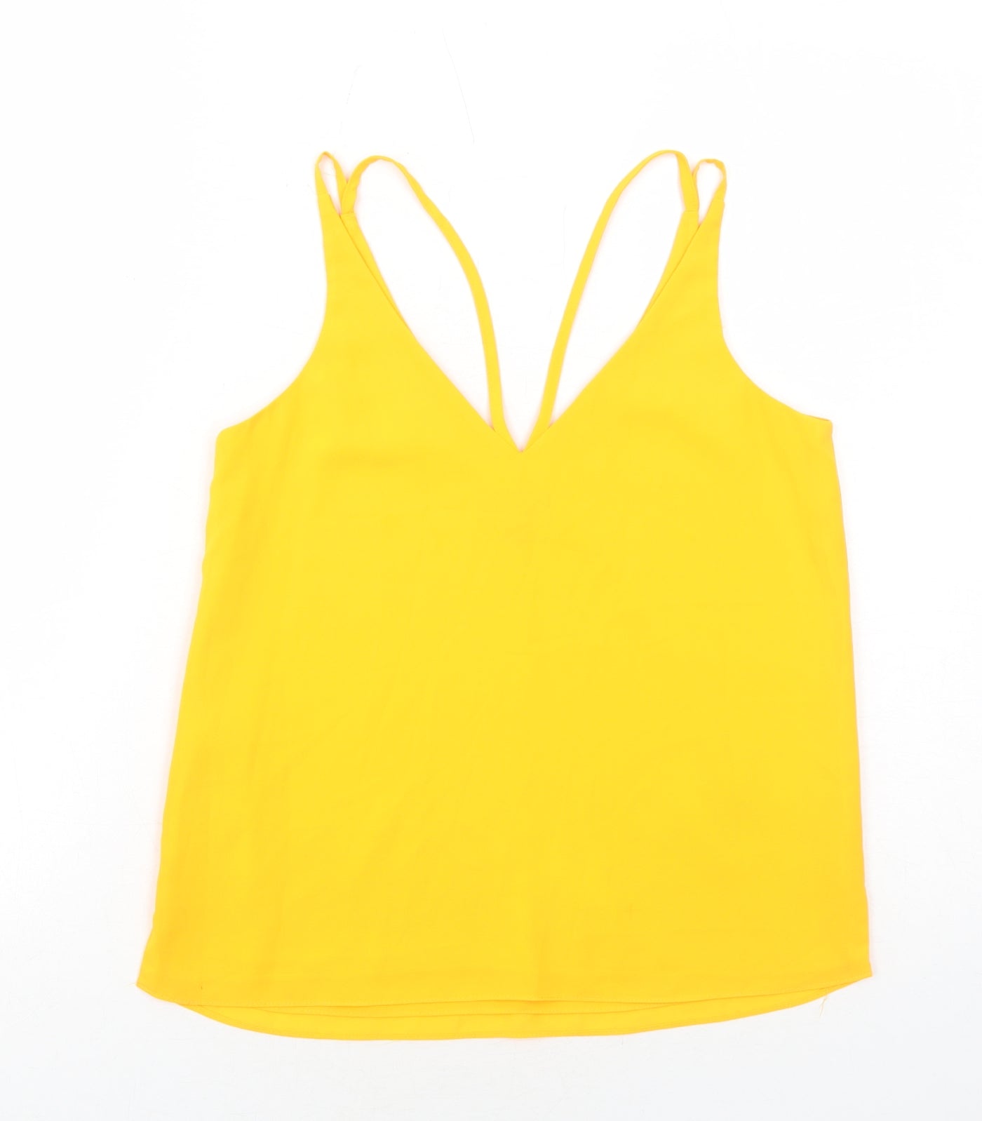 Topshop Womens Orange Polyester Basic Tank Size 4 V-Neck