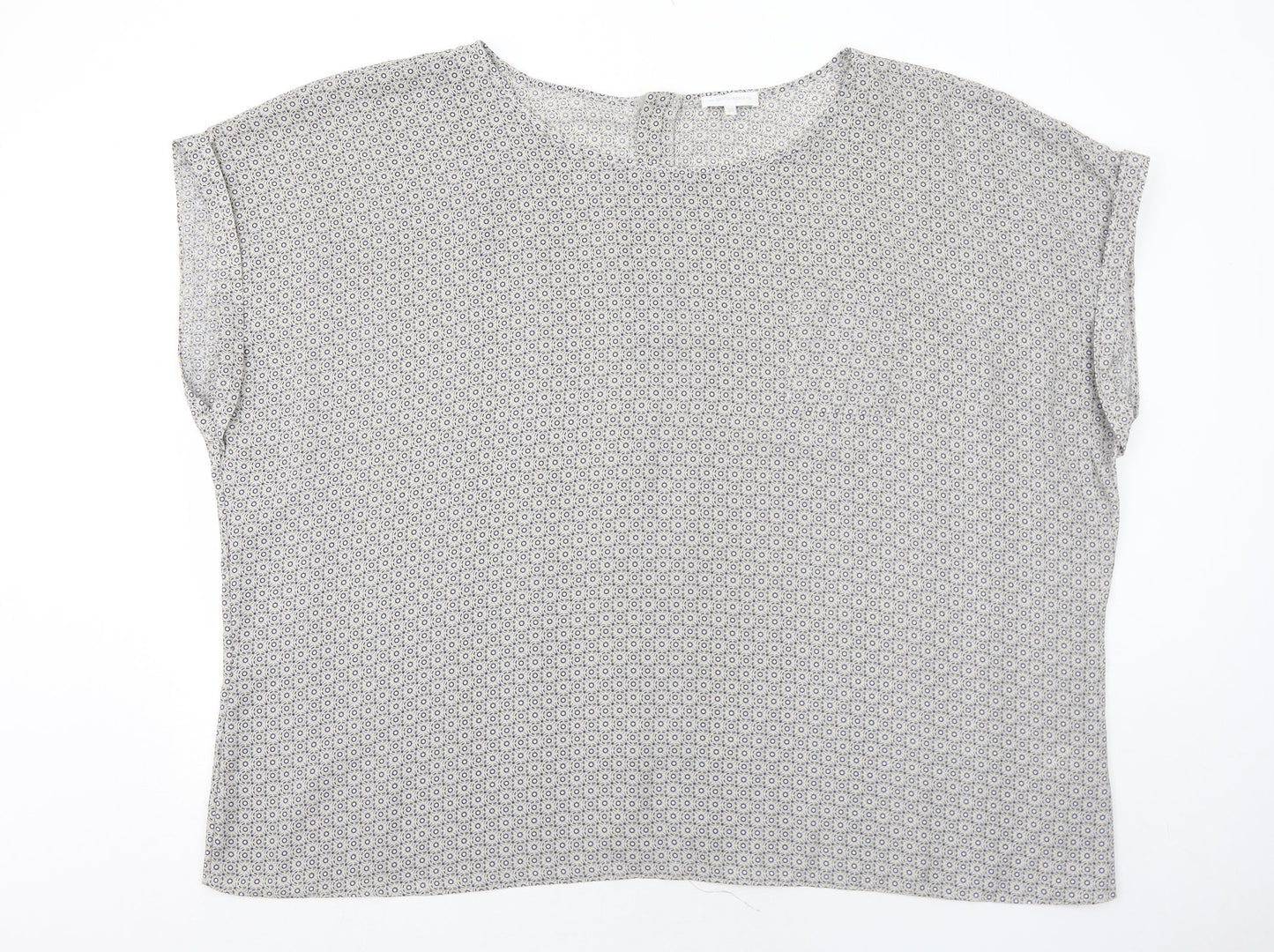 Rogers + Rogers Womens Grey Geometric Polyester Basic Blouse Size 30 Round Neck