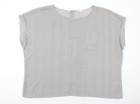 Rogers + Rogers Womens Grey Geometric Polyester Basic Blouse Size 30 Round Neck