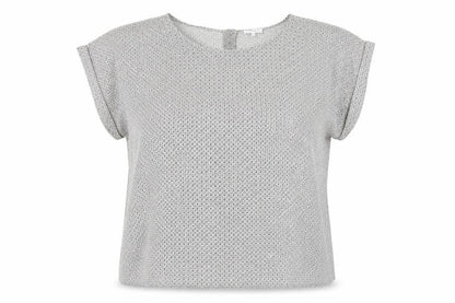 Rogers + Rogers Womens Grey Geometric Polyester Basic Blouse Size 30 Round Neck