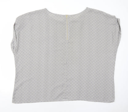 Rogers + Rogers Womens Grey Geometric Polyester Basic Blouse Size 30 Round Neck
