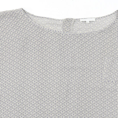 Rogers + Rogers Womens Grey Geometric Polyester Basic Blouse Size 30 Round Neck