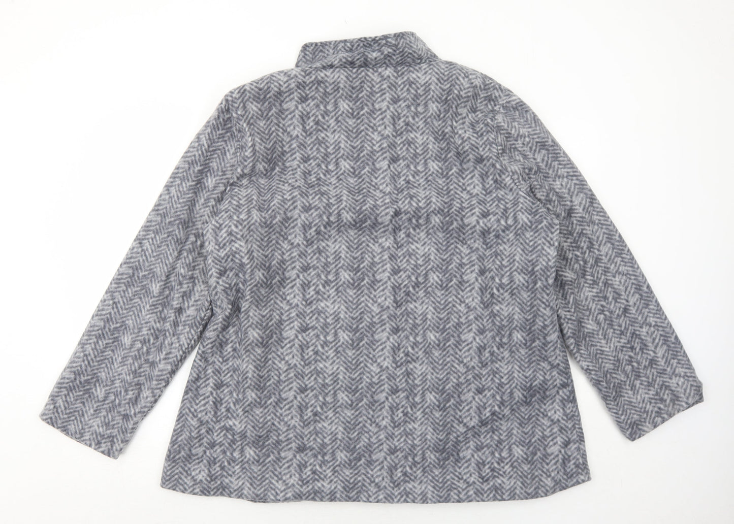 Anne De Lancay Womens Grey Geometric Jacket Size L Button
