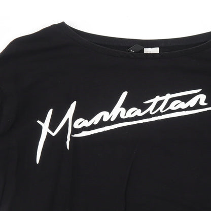 H&M Womens Black Cotton Pullover Sweatshirt Size M Pullover - Manhattan