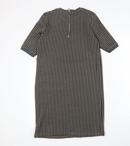 Zara Womens Multicoloured Geometric Polyester A-Line Size S Round Neck Zip