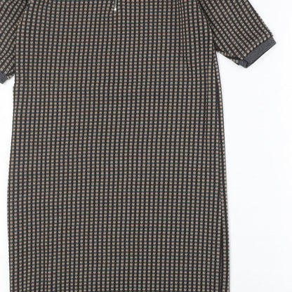 Zara Womens Multicoloured Geometric Polyester A-Line Size S Round Neck Zip