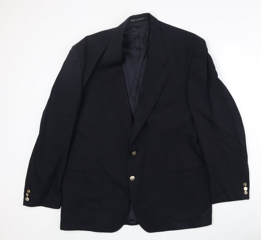 The Label Mens Blue Wool Jacket Blazer Size 44 Regular
