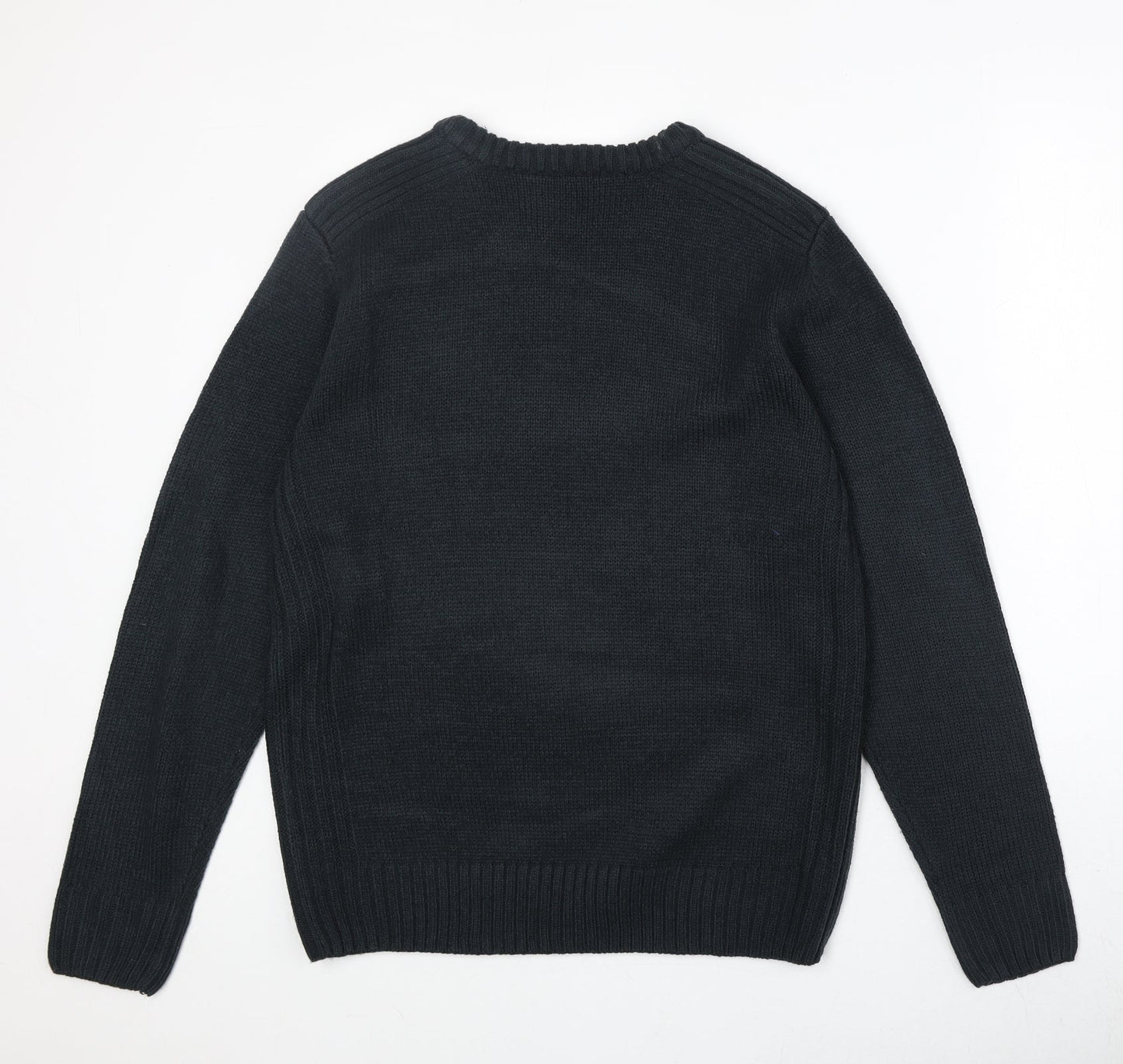 Original Mens Blue Round Neck Acrylic Pullover Jumper Size M Long Sleeve