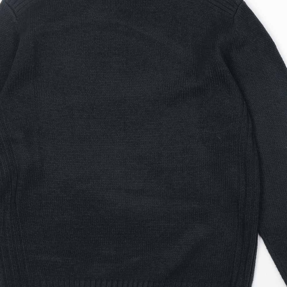Original Mens Blue Round Neck Acrylic Pullover Jumper Size M Long Sleeve