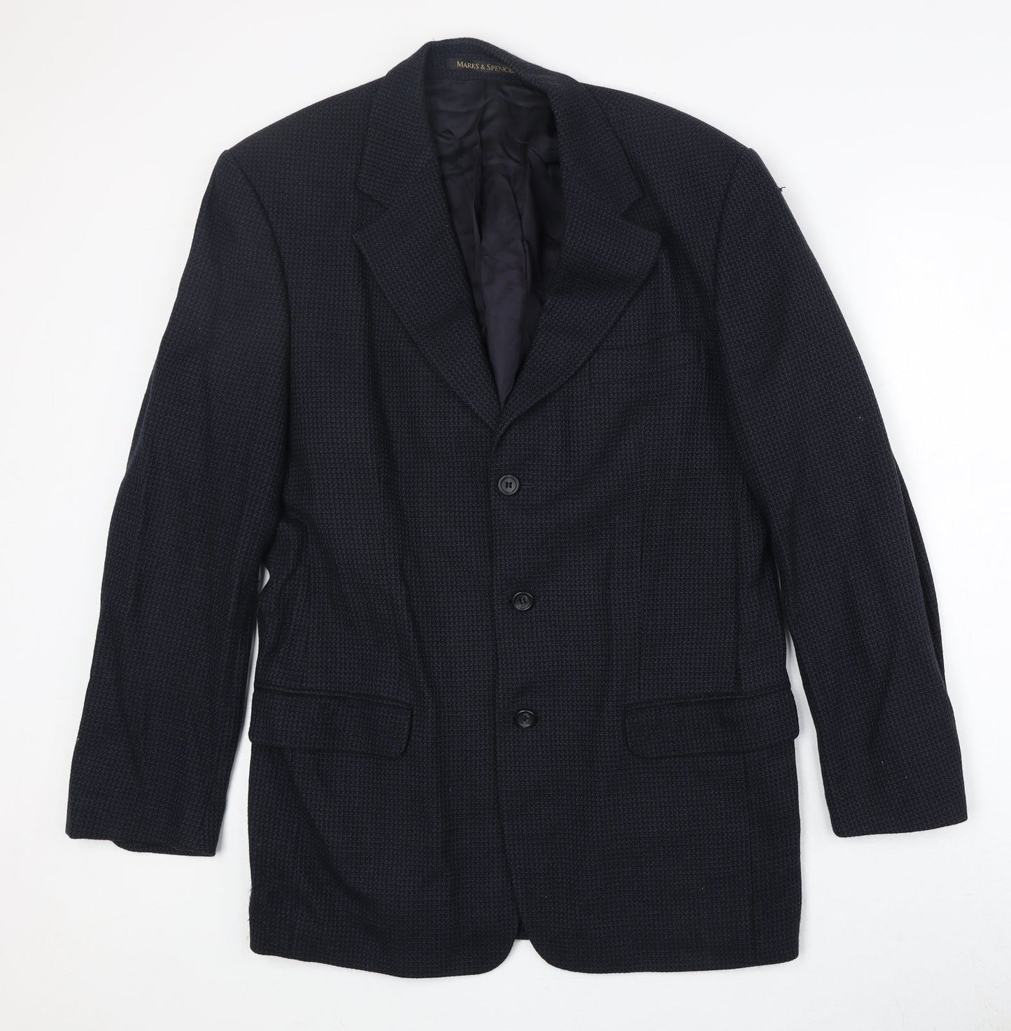 Marks and Spencer Mens Blue Wool Jacket Suit Jacket Size 40 Regular - Textured