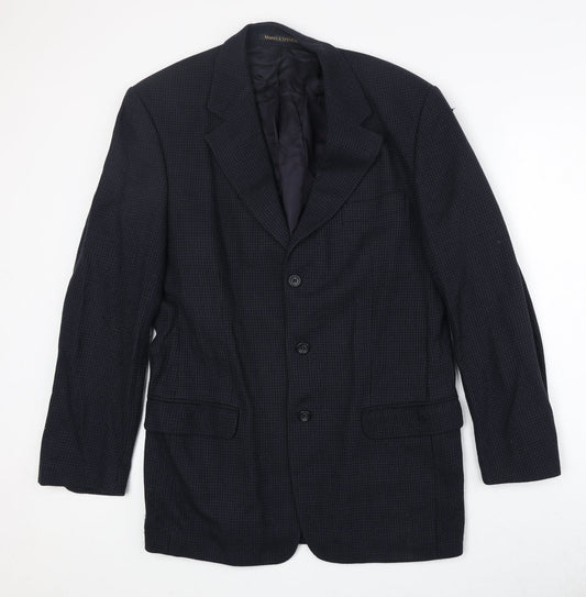 Marks and Spencer Mens Blue Wool Jacket Suit Jacket Size 40 Regular - Textured