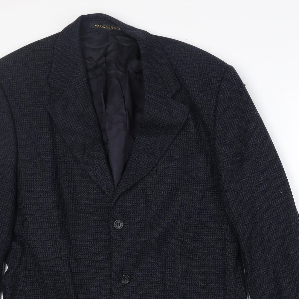 Marks and Spencer Mens Blue Wool Jacket Suit Jacket Size 40 Regular - Textured