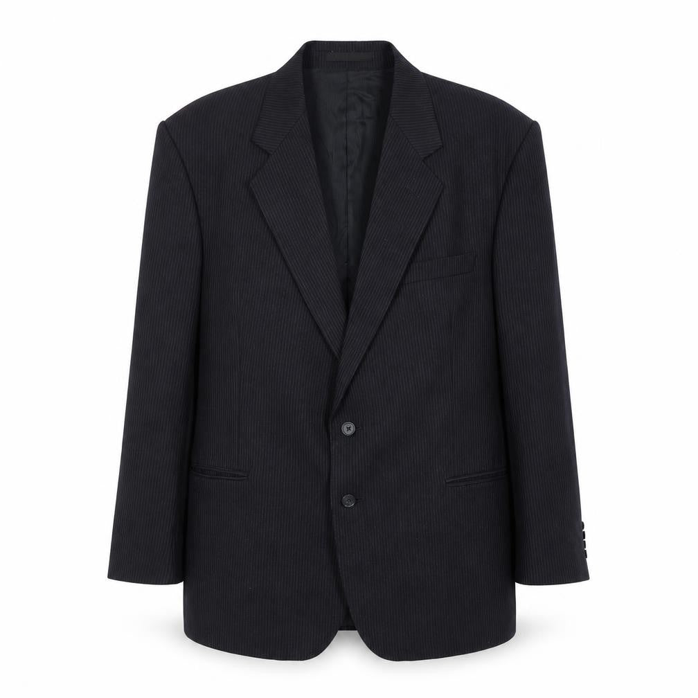 Marks & Spencer Mens Black Striped Wool Jacket Suit Jacket Size 44 Regular