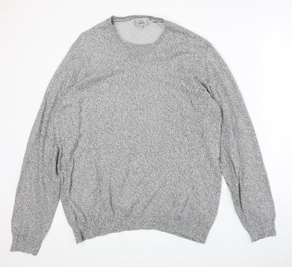 Marks & Spencer Mens Grey Round Neck Acrylic Pullover Jumper Size L Long Sleeve